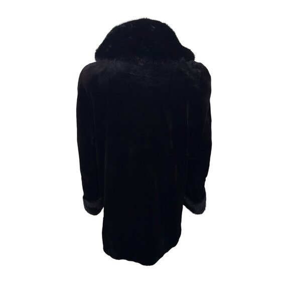 Vintage Silverman Black Sheared Black Mink Fur Coat With Mink Collar & Cuffs Siz - Picture 3 of 9